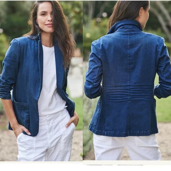 Frank & Eileen Dublin 1977 Wash Blue Italian Performance Denim Blazer Size XS - Picture 3 of 15